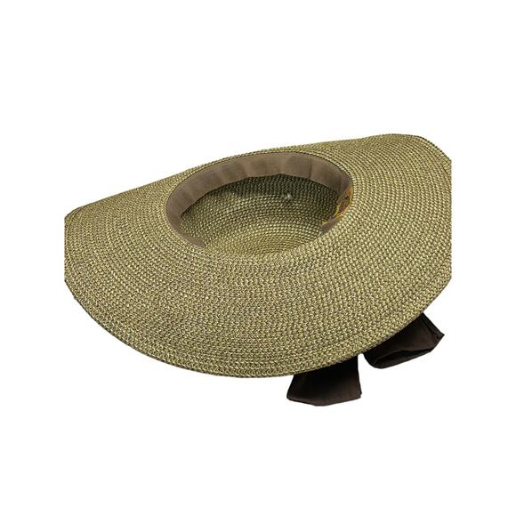 Scala Wide Brim Sun‎ Hat  One Size with brown scarf - Picture 2 of 7